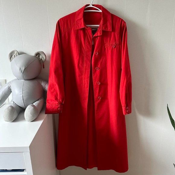 Red vintage 80s trench coat - Picture 1 of 7